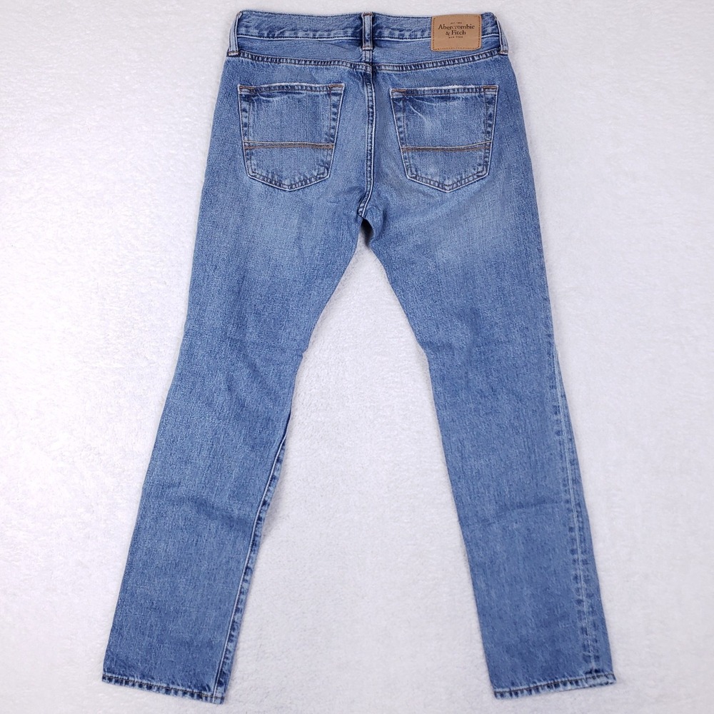 Abercrombie & Fitch Distressed Button Fly Jeans 30x30 Blue - Picture 10 of 12